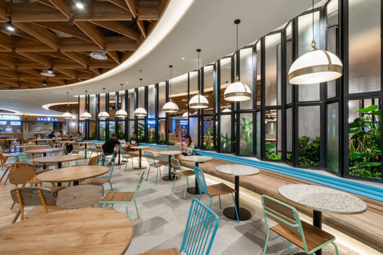 Modern food court with dining options